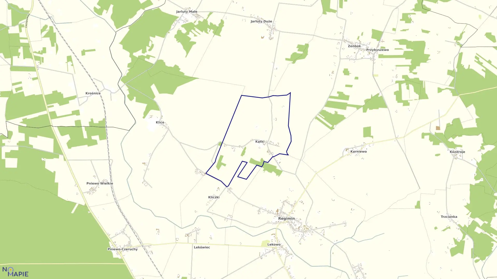 Mapa obrębu KĄTKI w gminie Regimin