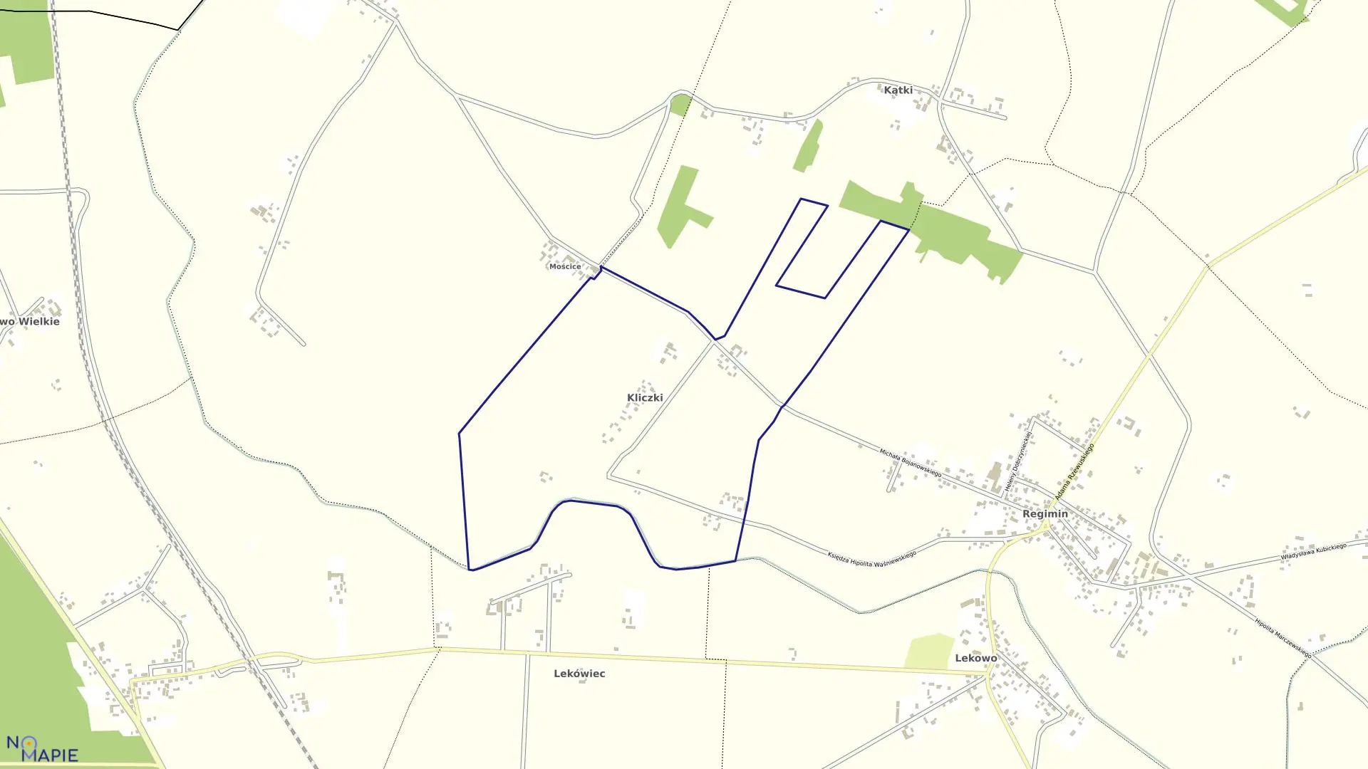 Mapa obrębu KLICZKI w gminie Regimin
