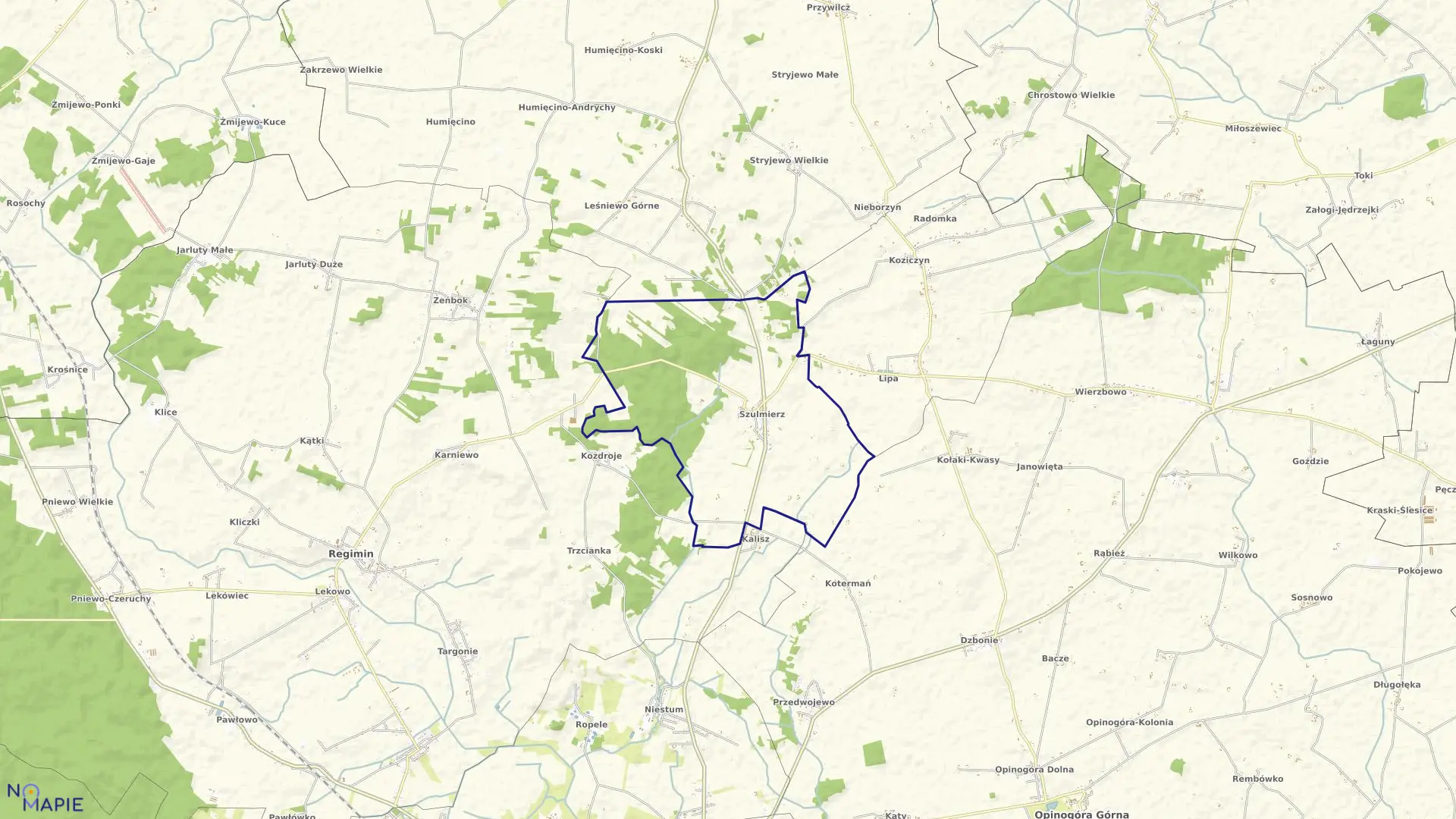 Mapa obrębu SZULMIERZ w gminie Regimin